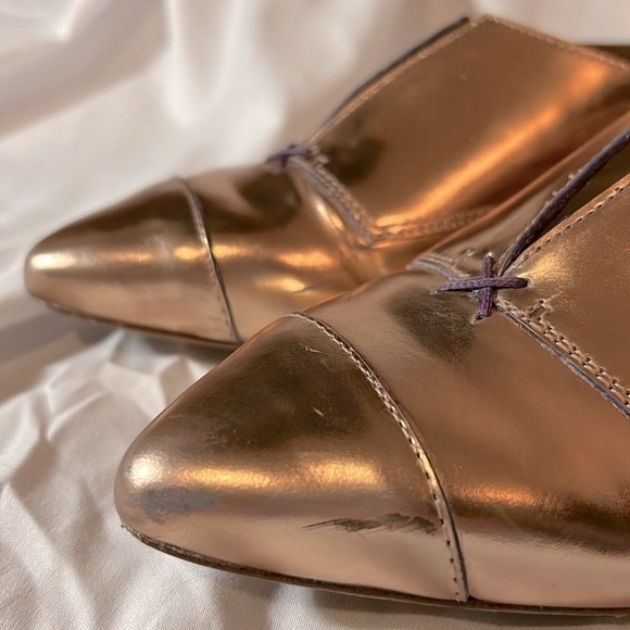 Jay Adoni Vero Cuoio Rose Gold Leather Slip On Pink Pointed Toe Flat W size 7.5 - Picture 11 of 12